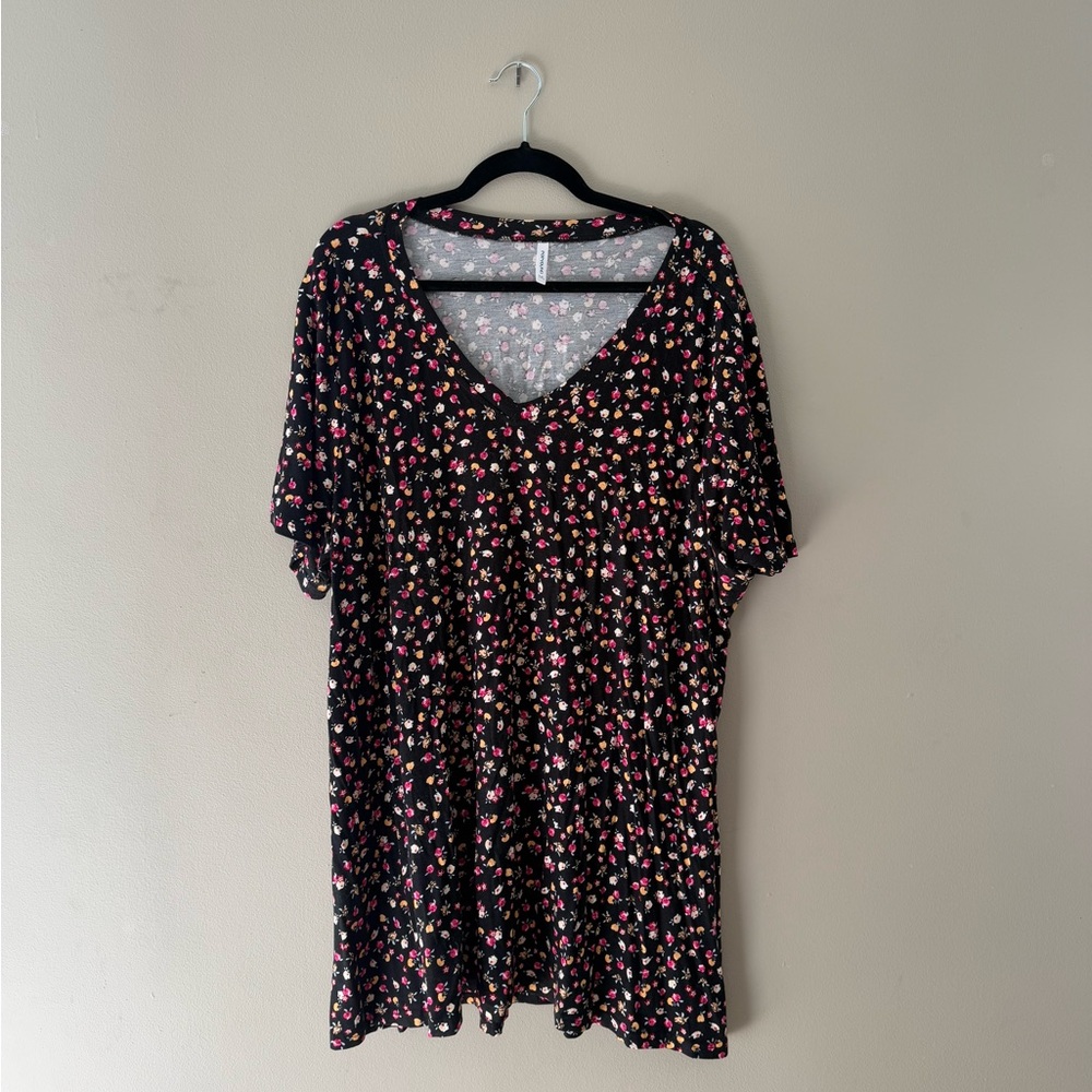Plus Size Black Floral Tunic Shirt - 3X